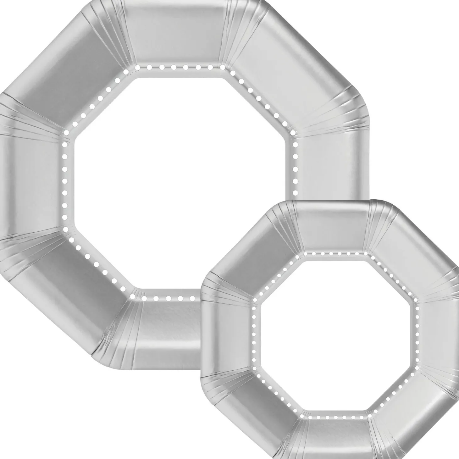 Octoganal Premium Paper Dinner (10.25in) & Dessert (7.5in) Plates with Color Border, 20ct, Assorted Colors