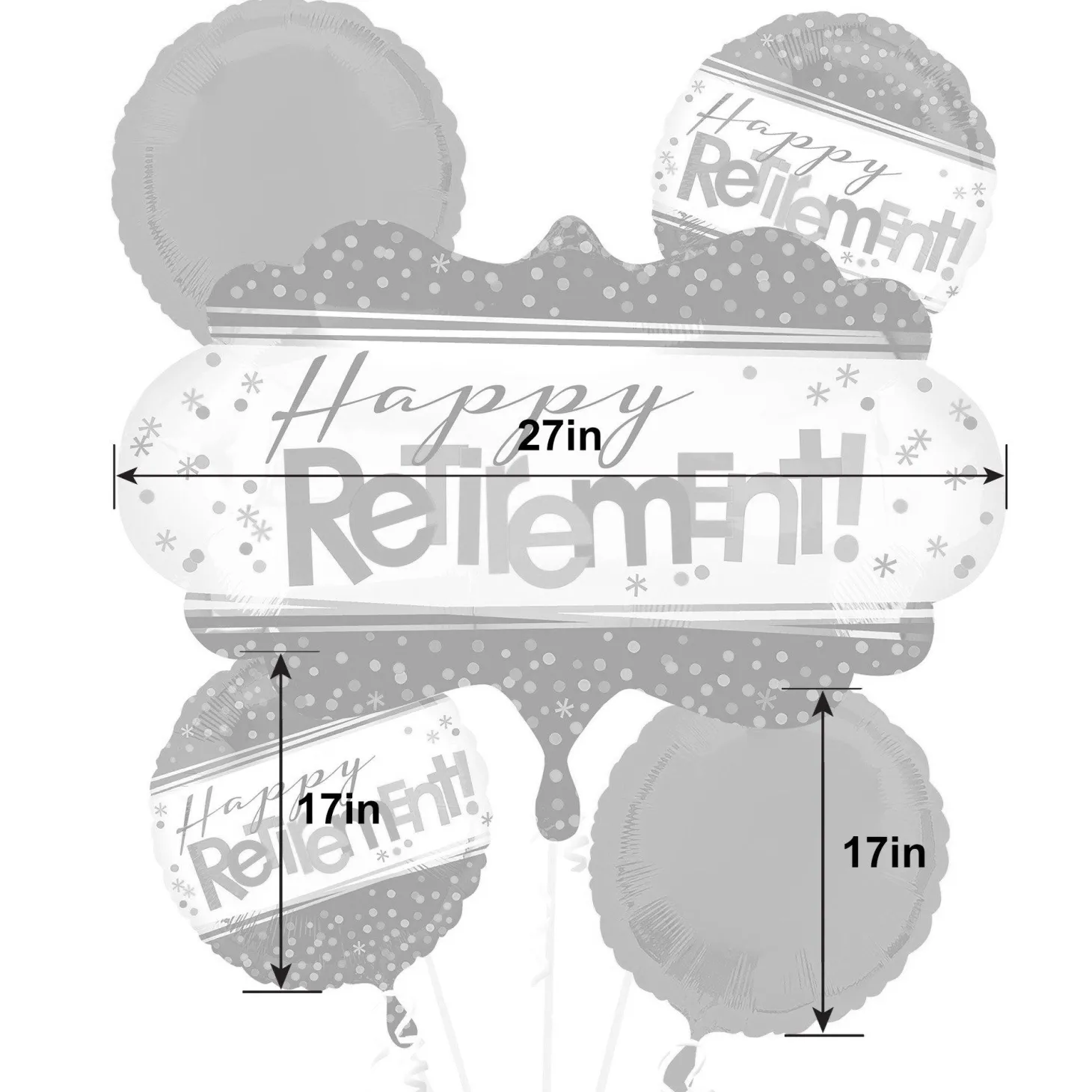 Officially Retired Foil Balloon Bouquet, 5pc