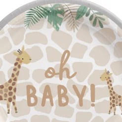 Oh Baby Soft Jungle Baby Shower Paper Dessert Plates, 7in, 8ct