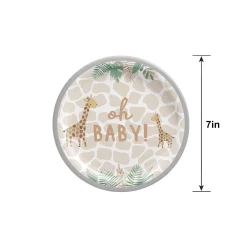 Oh Baby Soft Jungle Baby Shower Paper Dessert Plates, 7in, 8ct