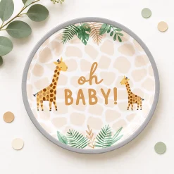 Oh Baby Soft Jungle Baby Shower Paper Dessert Plates, 7in, 8ct