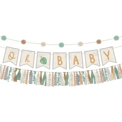 Oh Baby Soft Jungle Baby Shower Fabric Banner Set, 3pc, 5.3ft