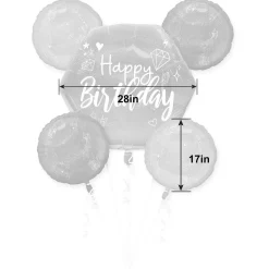 Ombre Sparkle Birthday Foil Balloon Bouquet, 5pc