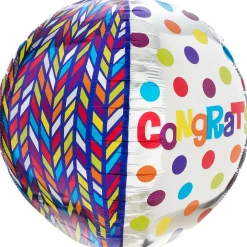 Orbz Dotty Geometric Congrats Balloon, 16in