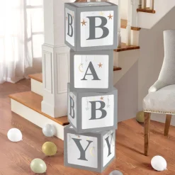 Over the Moon Pop-Up Baby Shower Block Decorations, 4pc