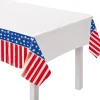 Painted Patriotic American Flag Plastic Table Cover, 54in x 96in