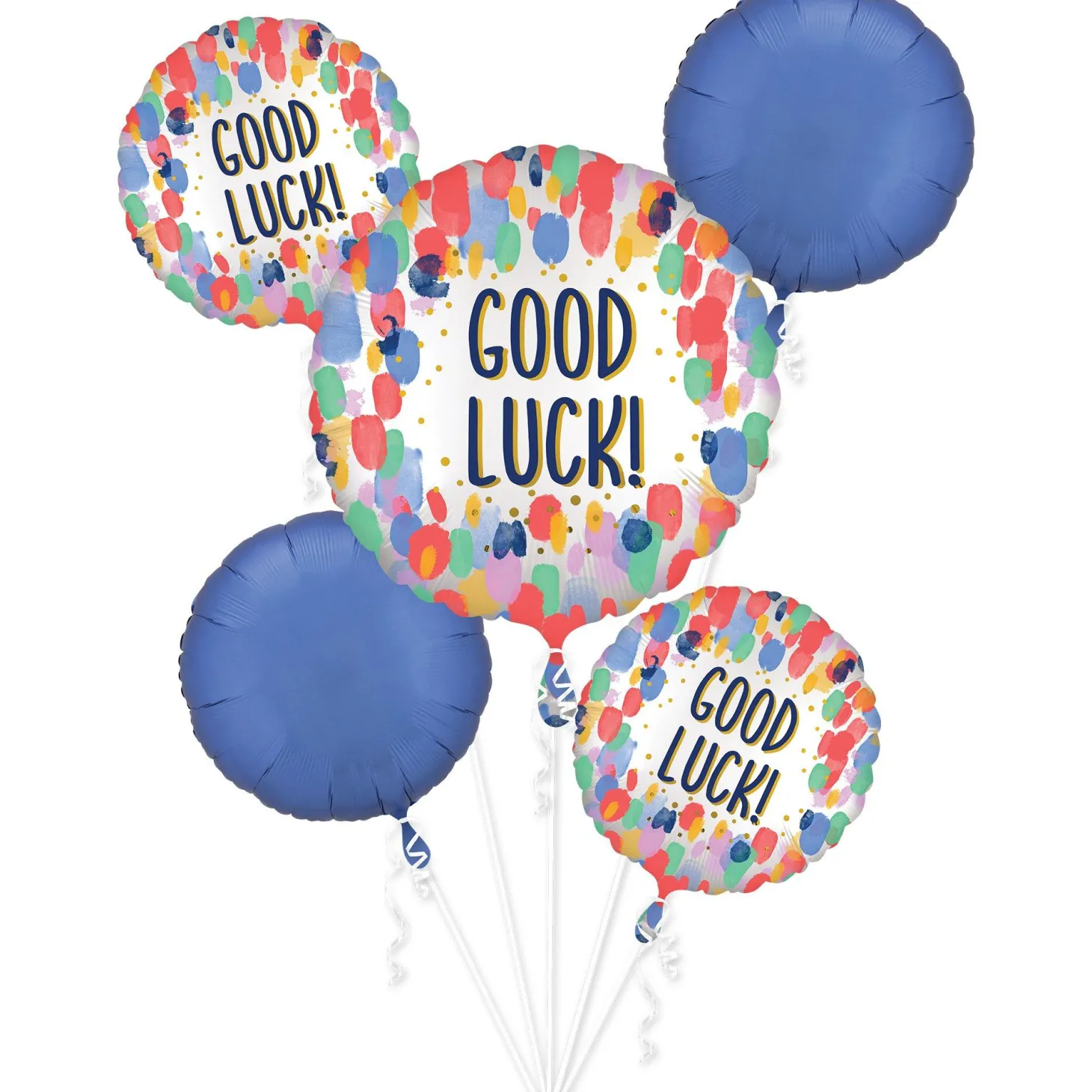 Painterly Dots Good Luck Foil Balloon Bouquet, 5pc