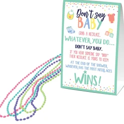 Pastel Don't Say Baby Bead Necklace Baby Shower Game