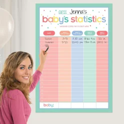 Pastel Stars Guess Baby's Statistics Baby Shower Game