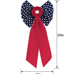 Patriotic Flocked Bow, Multiple Sizes