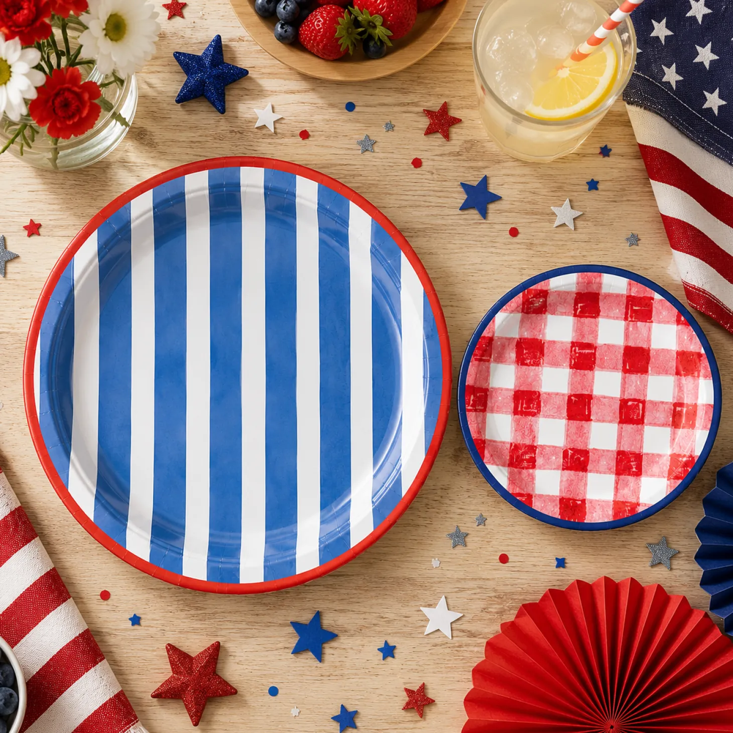 Patriotic Patchwork Paper Plates, 8ct, Assorted Options