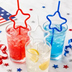 Patriotic Red, White & Blue Star Silly Straws 10ct