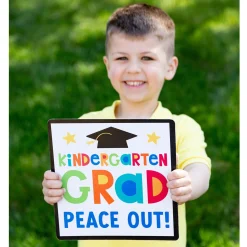 Peace Out Preschool/Kindergarten Reversible Photo Prop Cardboard Sign, 10in - Graduation Fun