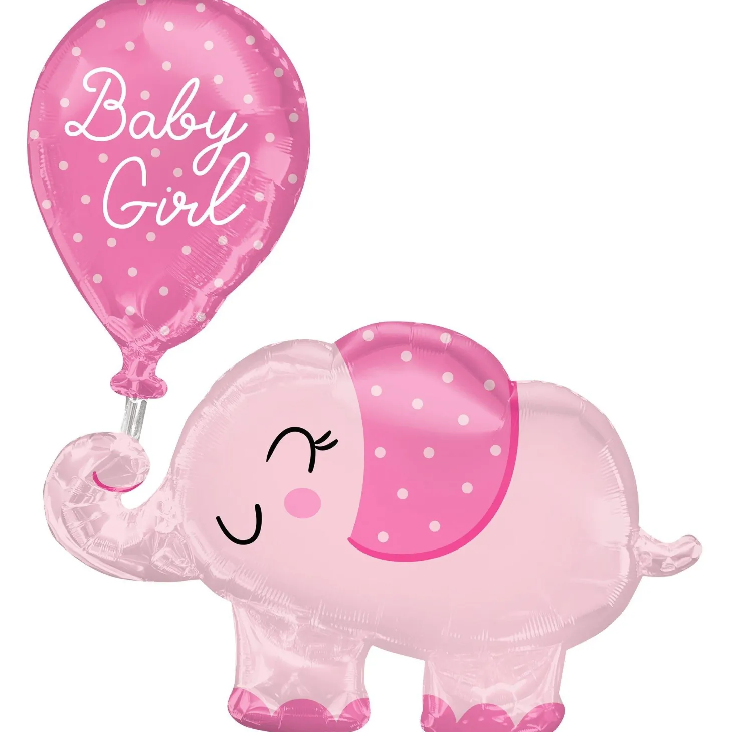 Pink Elephant Baby Girl Foil Balloon, 29in x 31in