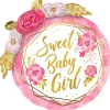 Pink Floral & Geometric Sweet Baby Girl Foil Balloon, 36in