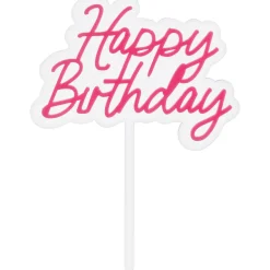 Pink Happy Birthday Cake Topper