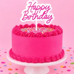 Pink Happy Birthday Cake Topper