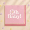 Pink Little Daisy Oh Baby Paper Beverage Napkins, 5in, 16ct