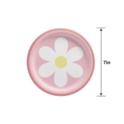 Pink Little Daisy Paper Dessert Plates, 7in, 8ct