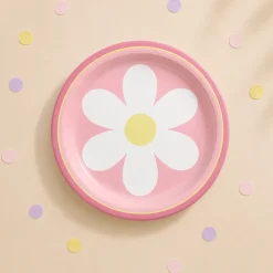 Pink Little Daisy Paper Dessert Plates, 7in, 8ct