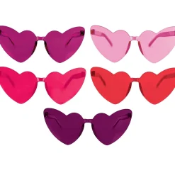 Pink, Purple & Red Heart Plastic Rimless Glasses, 10ct