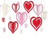 Pink, Red & Iridescent 3D Heart Foil & Plastic Hanging Decorations, 16ct
