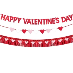 Pink, Red & White Heart Happy Valentine's Day Cardstock & Foil Banner Set, 6ft, 4pc