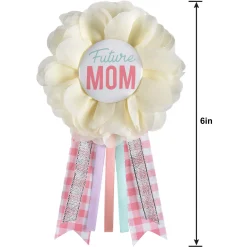 Pink, White & Blue Floral Future Mom Baby Shower Award Ribbon
