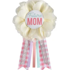 Pink, White & Blue Floral Future Mom Baby Shower Award Ribbon