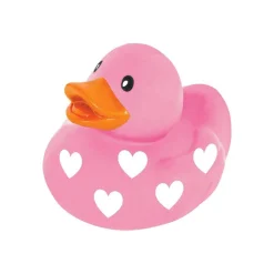 Pink & White Heart-Covered Valentine's Day Rubber Duck, 1.75in