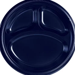 Plastic Divided Dinner Plates, 10.25in, Assorted Colors, Multiple Counts