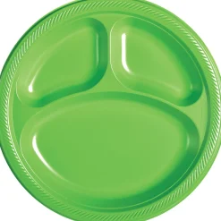 Plastic Divided Dinner Plates, 10.25in, Assorted Colors, Multiple Counts