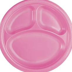 Plastic Divided Dinner Plates, 10.25in, Assorted Colors, Multiple Counts