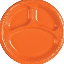 Plastic Divided Dinner Plates, 10.25in, Assorted Colors, Multiple Counts