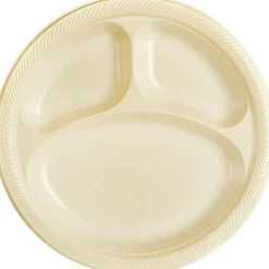 Plastic Divided Dinner Plates, 10.25in, Assorted Colors, Multiple Counts