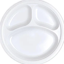Plastic Divided Dinner Plates, 10.25in, Assorted Colors, Multiple Counts