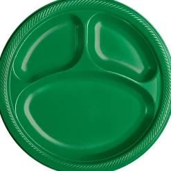 Plastic Divided Dinner Plates, 10.25in, Assorted Colors, Multiple Counts
