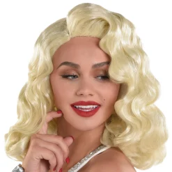 Platinum Blond Finger Wave Wig, 14in - Old Hollywood