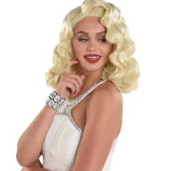 Platinum Blond Finger Wave Wig, 14in - Old Hollywood
