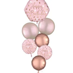 Premium Blush Birthday Foil Balloon Bouquet, 7pc