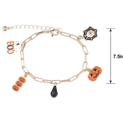 Pumpkin, Spider & Ghost Charm Bracelet