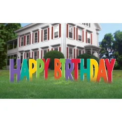 Rainbow Happy Birthday Plastic Yard Sign Phrase Set, 12.25in Letters, 4pc
