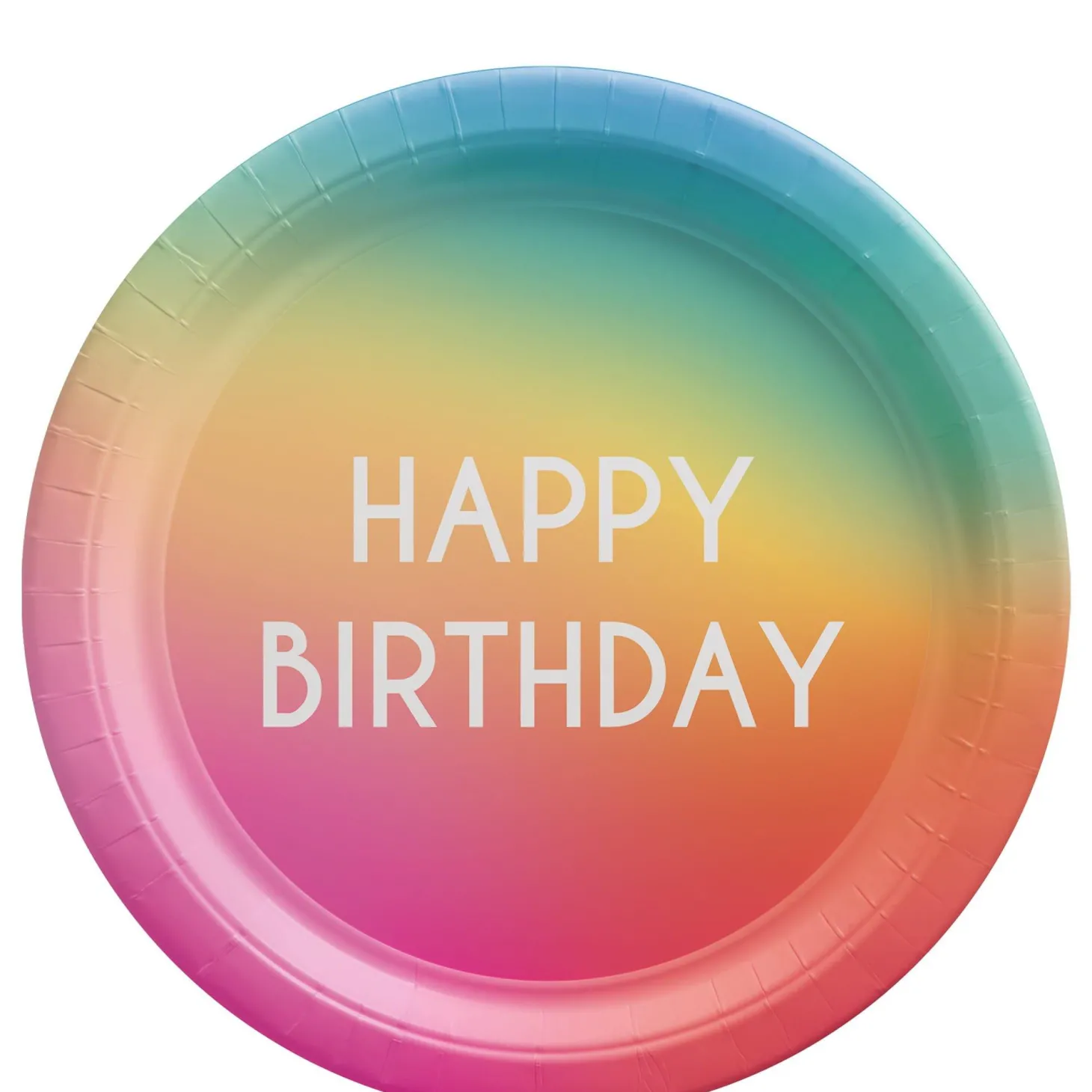 Rainbow Ombre Happy Birthday Lunch Plates, 9in, 8ct