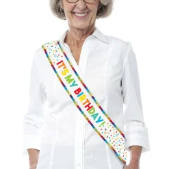 Rainbow Sequin & Confetti It's My Birthday Sash
