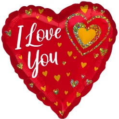 Red & Gold I Love You Heart Foil Balloon, 28in