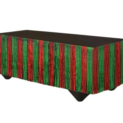 Red & Green Tinsel Table Skirt, 168"