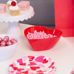 Red Heart-Shaped Melamine Bowl, 6.89in