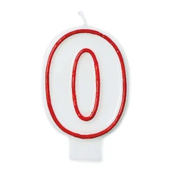 Red Outline Birthday Number (0-9) Candle, 3in