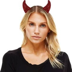 Red Rhinestone Clip-On Devil Horns