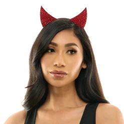 Red Rhinestone Devil Horn Headband